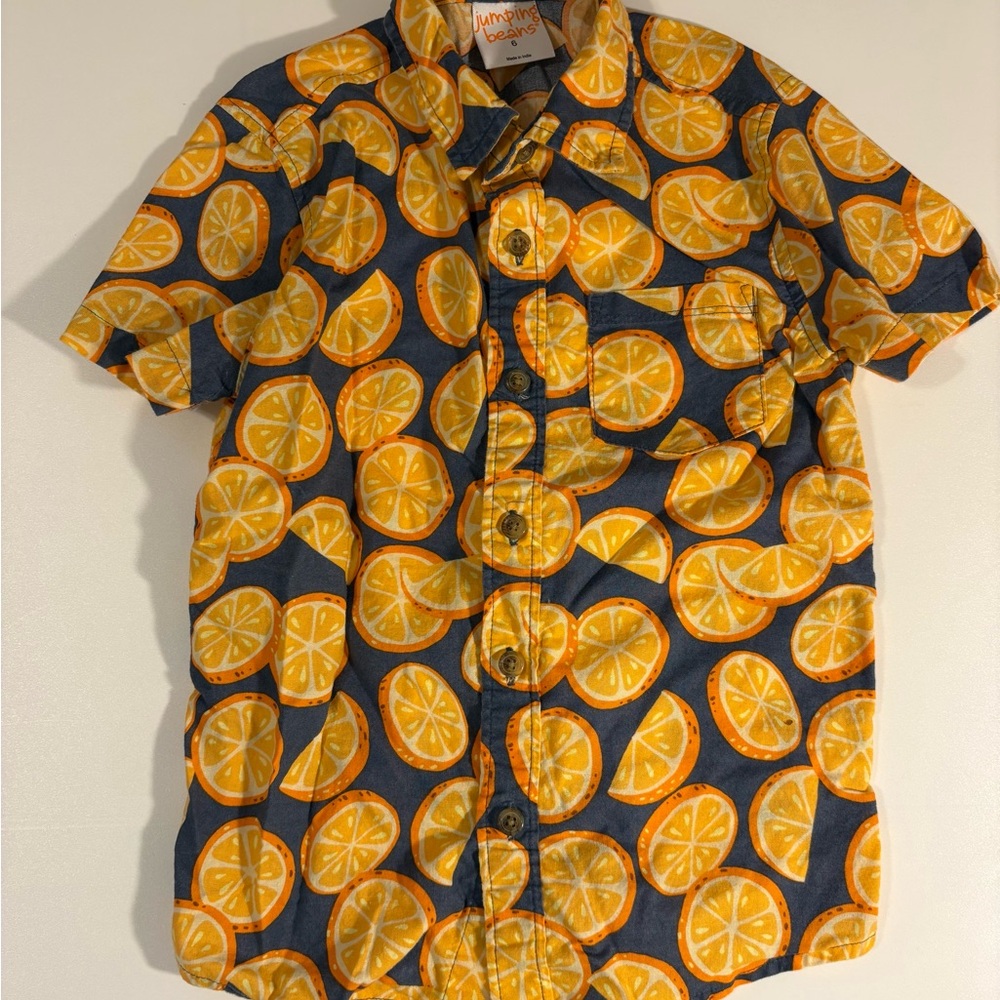 Jumping Beans Citrus Pattern Shirt - Navy and Orange